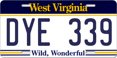 WV license plate DYE339