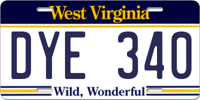 WV license plate DYE340