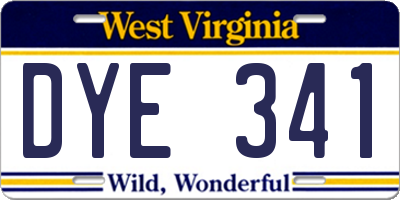WV license plate DYE341