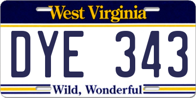 WV license plate DYE343