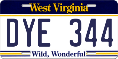 WV license plate DYE344