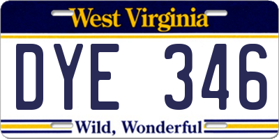 WV license plate DYE346