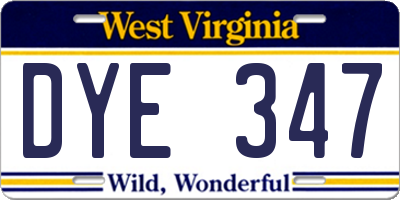 WV license plate DYE347