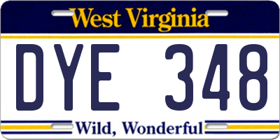 WV license plate DYE348