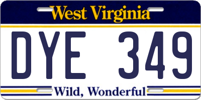 WV license plate DYE349