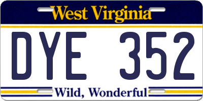 WV license plate DYE352