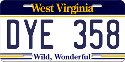 WV license plate DYE358