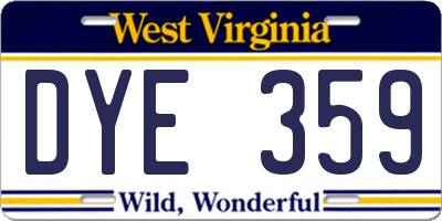 WV license plate DYE359