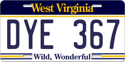 WV license plate DYE367
