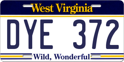 WV license plate DYE372