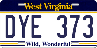 WV license plate DYE373
