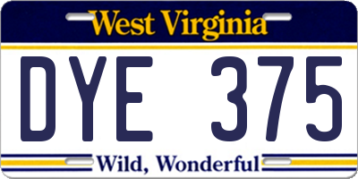WV license plate DYE375