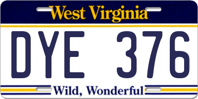 WV license plate DYE376