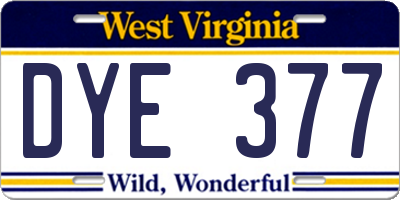 WV license plate DYE377