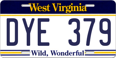 WV license plate DYE379