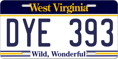 WV license plate DYE393