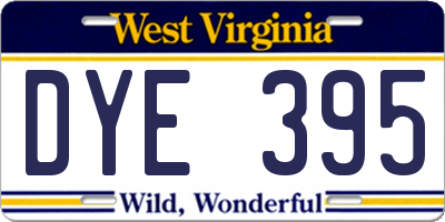 WV license plate DYE395