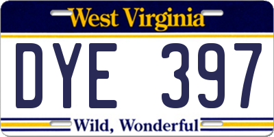 WV license plate DYE397