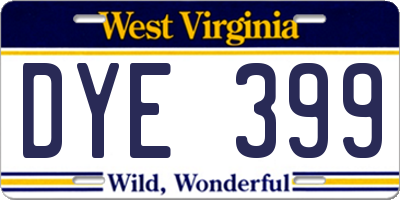 WV license plate DYE399