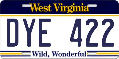 WV license plate DYE422