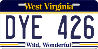 WV license plate DYE426