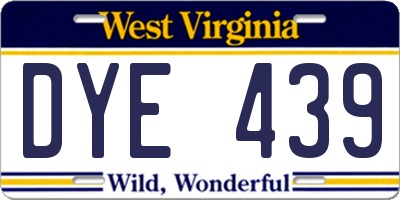 WV license plate DYE439