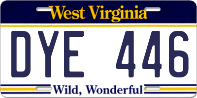 WV license plate DYE446