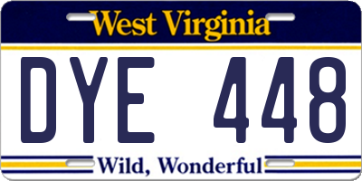 WV license plate DYE448