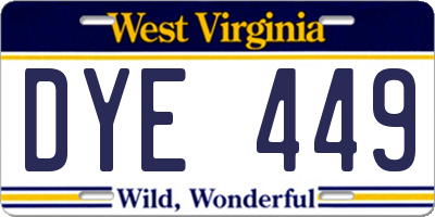 WV license plate DYE449