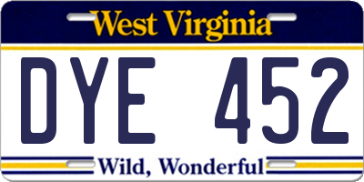 WV license plate DYE452