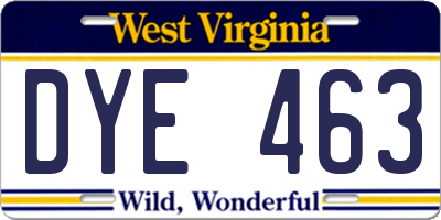 WV license plate DYE463