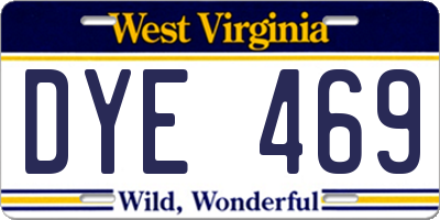 WV license plate DYE469
