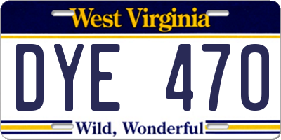 WV license plate DYE470