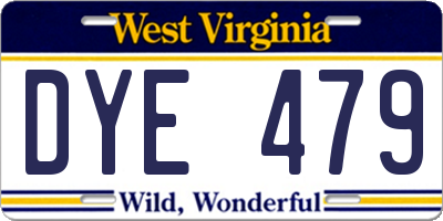 WV license plate DYE479