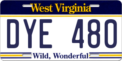 WV license plate DYE480