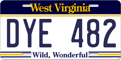 WV license plate DYE482