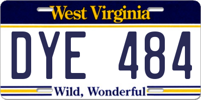 WV license plate DYE484