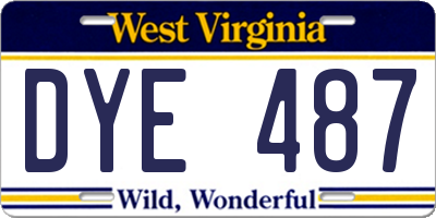 WV license plate DYE487