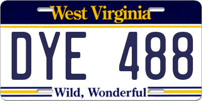 WV license plate DYE488
