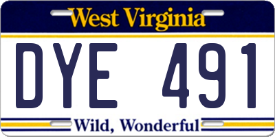 WV license plate DYE491