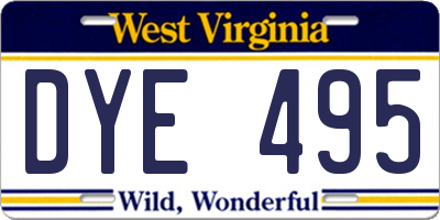 WV license plate DYE495