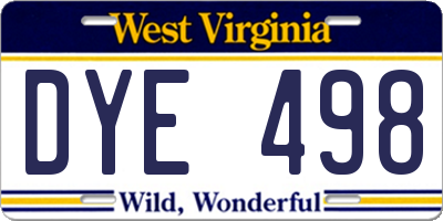 WV license plate DYE498