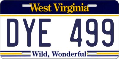 WV license plate DYE499