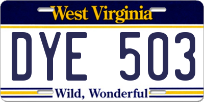 WV license plate DYE503