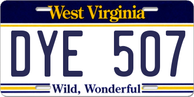 WV license plate DYE507