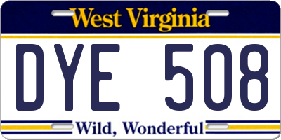 WV license plate DYE508