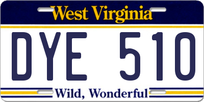 WV license plate DYE510