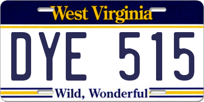 WV license plate DYE515