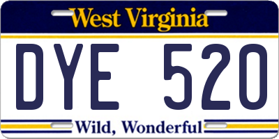 WV license plate DYE520
