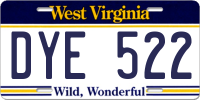 WV license plate DYE522
